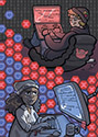 illustration of The cover illustration for the board game Intelle published by Fisher Heaton Games. Purchase information about this game can be found at http://www.fisherheatongames.com/intelle.html. 