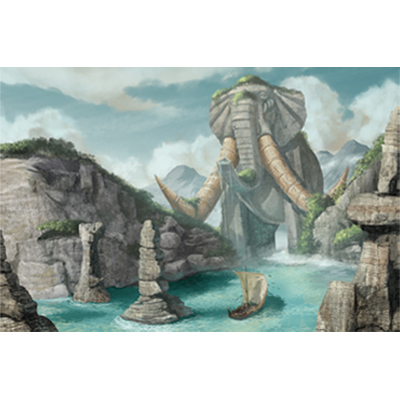illustration of Background matte illustration depicting an ancient elephant statue.