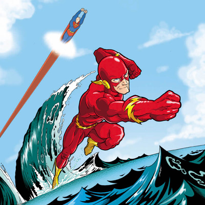 illustration of A take on the classic comic book query: Who's faster... Superman or The Flash?