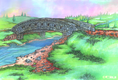 illustration of Another piece of conceptual design for my children's book, this is a bridge design that I wanted to draw for reference purposes.