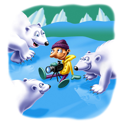 illustration of Polar Bears curiosity on a video shoot