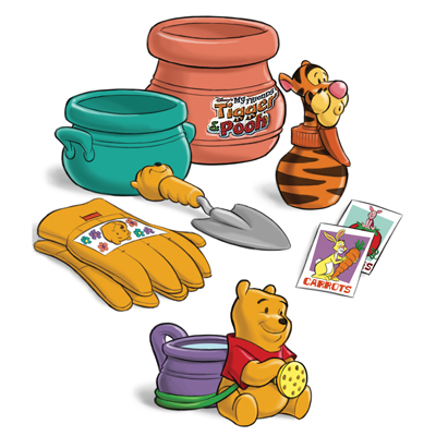 illustration of Concept art for Winnie the Pooh gardening set.