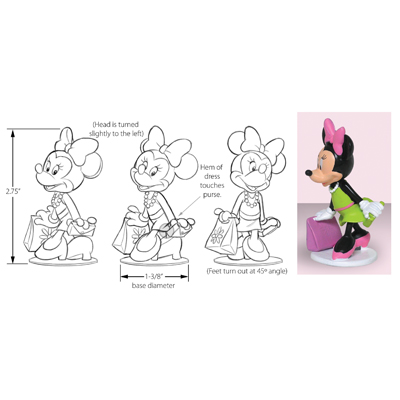 illustration of Figurine of Minnie Mouse shopping.