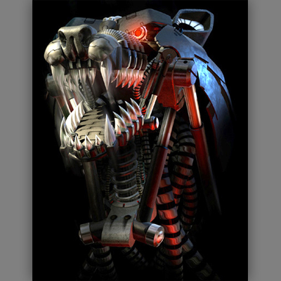illustration of Mechanical wolf concept 3d illustration.