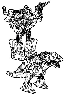 illustration of Line art illustration of a Transformer Robot for Hasbro ad slicks