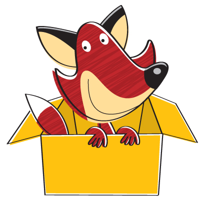 illustration of Fox-in-a-box for Ladybird Publishing