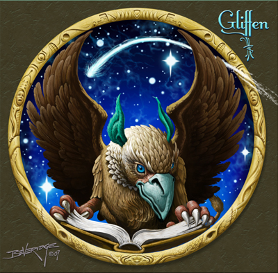illustration of The gryphon upon which is based my design for the Andre Norton Award.