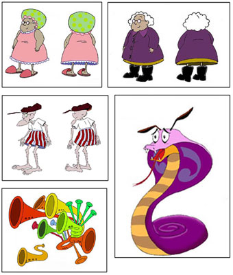 illustration of character designs from Courage the Cowardly Dog