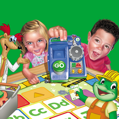illustration of Illustration used for front packaging panel of a new Leap Frog board game. 