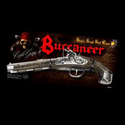 illustration of Product design, branding, and packaging for Buccaneer style toy cap gun