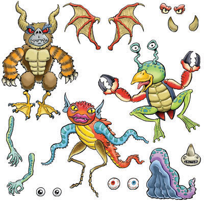 illustration of Create your own crazy monsters with these re-positionable stickers! Published by Dover Publications, 2009