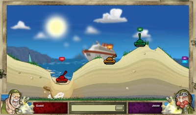 illustration of In game screen of Tankster, a multiplayer HTML 5 game created by gskinner.com and Pulp Studios Inc. for Microsoft. 