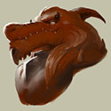 illustration of A speedpainting of a dragonborn's portrait. A character commonly chosen in Dungeons & Dragons, this bust was completed in a series with several other character types from the game.