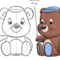 illustration of Small plush teddy bears for use as birthday cake toppers.