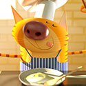 illustration of Chef cat cooking fish