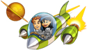 illustration of The KidFuel hero and heroine in space.