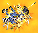 illustration of This is the lead Character for the Tyco Toys famous Crash Test Dummies line of toys, as seen in the art for his blister pack. This entire line of packaging was executed by Howard Temner Design in Manhattan.
